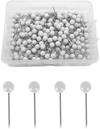 Werownsgso Lot de 300 épingles à tête ronde - Pour carte de 4 mm - Avec boîte en plastique - Rondes - Pour le voyage, les cartes, les photos, le panneau de liège, le marquage de tissu, le bricolage -