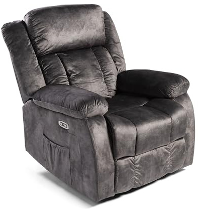 DUPI Sillón Relax Eléctrico Reclinable INNOVA | Reposacabezas Ajustable | Control Lateral y USB | Tela Microfibra Transpirable | Fácil Montaje | Negro Magia