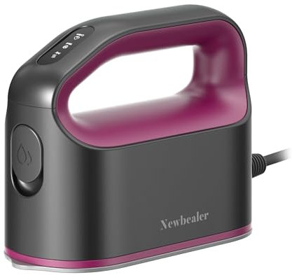 Newbealer Smart Steam Iron for Clothes, Mini Heat Press, 1200W Professional-Grade Turbocharged 3 Steam & 3 Dry Heat Modes, 45s Heat-Up, Auto-Off, Nonstick Soleplate for Home/RV/Hotel (Ash Pink)