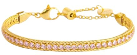 MARLU' Tennisarmband zirkon baguette fyrkantig ormkedja 31BR0009G-LF, 15-19 cm, Rostfritt stål, Cubic Zirconia