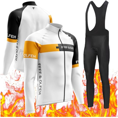Radtrikot Set Langarm Herren,Fahrrad Jacke,Hose Set Winter Thermo Fahrradbekleidung und Radlerhose für Outdoor-Aktivitäten wie Radfahren, Klettern, Wandern (PT10,M)