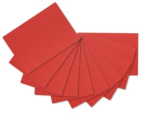 ODETOJOY | 10 unidades de cartón ondulado rojo, 21 x 30 cm (A4), 3 capas, para manualidades, construcción de maquetas, cursos escolares, reciclables ecológicos