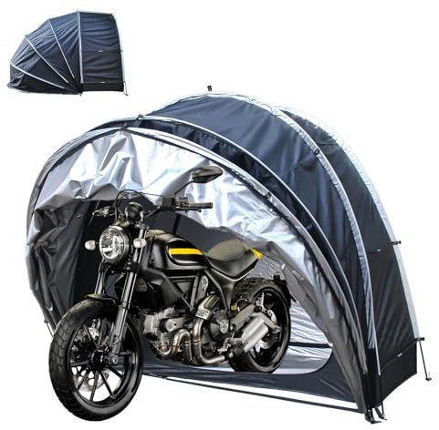 Copertura per bici da esterno 2 in 1 con doppie porte per 2-5 biciclette, impermeabile, per garage e bici, protezione resistente alle intemperie per moto e biciclette