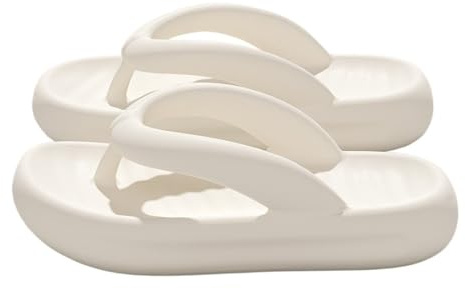 YANG11FAN Ciabatte da doccia Infradito alla moda for donna, con suola spessa e antiscivolo, comode infradito estive da bagno, doccia, spiaggia e tempo libero Facili da pulire(Bianco,Alpha Medium)