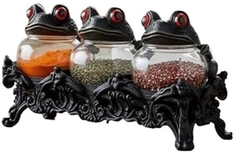 Frascos De Especias De Boticario Witchy Frog, Frascos De Boticario Vintage Hechos A Mano con Tapas De Rana Juego De 3 Frascos De Especias De Rana For Sal Pimienta Y Hierbas(1pcs)