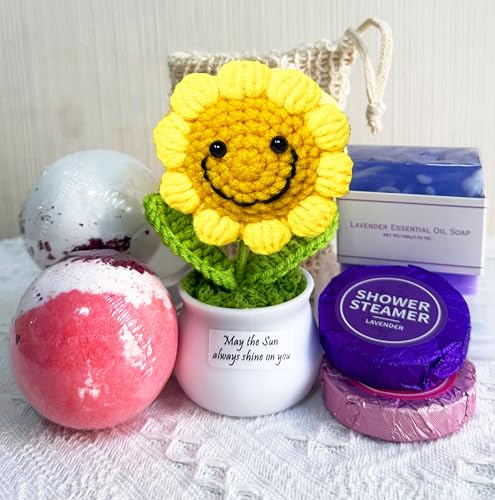 OJAYERR Bath Sets for women gift Positive Sunflower Birthday Christmas Gifts Best Friend Pamper Package, Sending Sunshine Gifts, Thank You Gift, Bath Bombs Shower Steamer Relaxing Spa Gift Set for Her