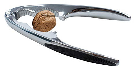 TRIXES Schiaccianoci in Metallo - Apriscatole per Noci con Impugnature in Gomma - Resistente - Accessori da Cucina - Antiscivolo - Noci con Guscio di Pesce - Argento Cromato