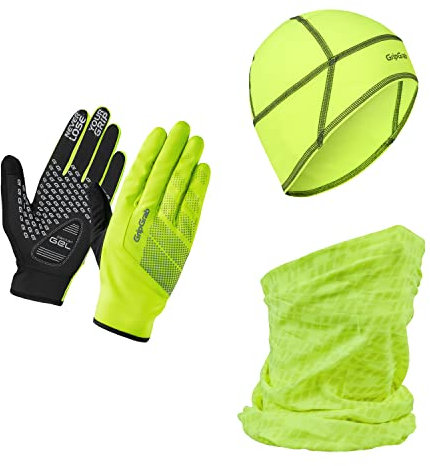 GripGrab Hi-Vis Radsport Winter Geschenkbox für Fahrradfahrer 3er Set Rad Handschuhe Unterhelmmütze Multifunktionstuch