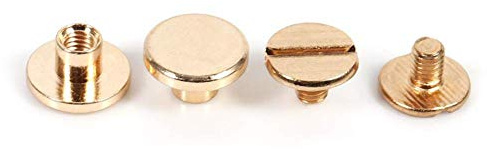Leather Rivets Kit, 10 Sets Solid Brass Flat Head Screwback Rivets for Leather Craft, 5mm Cap Screw Studs for Bag Belt Repair and Bookbinding