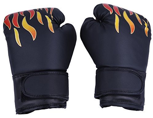 Taekwondo Muay Thai Boxen für Kinder, aus Leder, für Training, Kampf, Fitness, Fitnessstudio, geeignet für Kinder von 7 bis 13 Jahren, Schwarz (Schwarz)