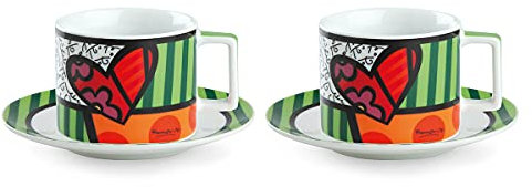 Egan Set 2 tasses cappuccino avec soucoupe Britto fleur 220 ML.