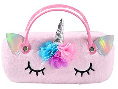 Hifot Plüsch Einhorn Brillenetui Hardcase, Sonnenbrille Brillenbox Tragbare Brillenetui für Kinder