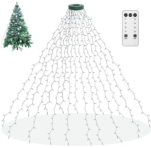 aneeway Guirlande Lumineuse de Noël Blanc Froid, 2m 400 LED Fairy Lights 8 Modes d'Eclairage, Fonction Mémoire pour Intérieur Extérieur Fenêtre Noël Mariage Anniversaire Maison Chambre Jardin Patio