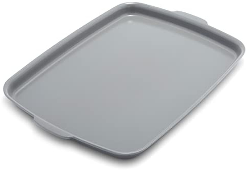 GreenPan Premiere Ovenware hälsosam keramisk nonstick 45 cm x 33 cm halv plåt panna, gjuten aluminium, PFAS-fri, grå