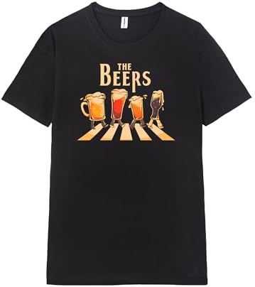 Pampling Maglietta a Maniche Corte, 100% Cotone, Abbigliamento Unisex per Uomo e Donna, Serigrafata con Girocollo e vestibilità Regolare, Colore Nero (The Beers, L)