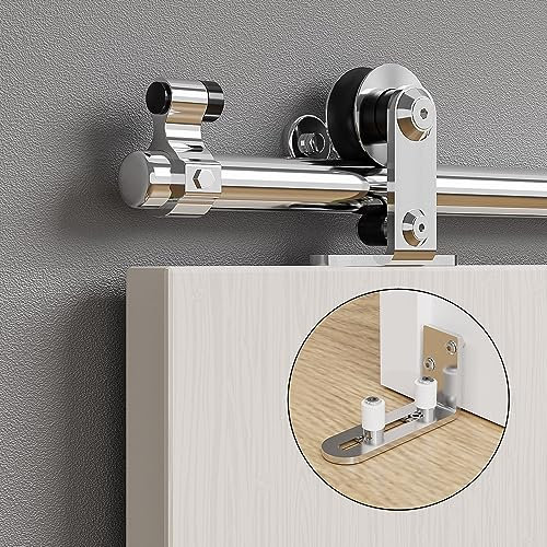 ETIASQSA 152CM/5FT Rail Sliding Barn Door Hardware Kit Stainless Steel Track Roller Accessory for Single Door(T)