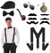ACWOO Set de Accesorios Años 20 para Hombre, 7 PCS Disfraz de Gatsby, Conjunto de Gángster, Sombrero, Reloj de Bolsillo para Cosplay y Fiesta