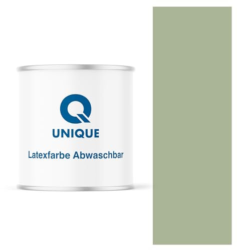 Q UNIQUE Latexfarbe ABWASCHBAR 2L (ca.14m2) Grün, Waschbare, hochdeckende, tiefmatte Latexfarbe auf Basis von Ethylen-Vinylacetat-Copolymer. VOC-frei, geeignet für Wände/Decken in Innenräu