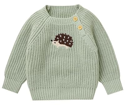 LAWKUL Baby Toddler Cardigan, Warm Long Sleeve Sweater Boys Girls Clothe | Cute Little Mushroom and Hedgehog Knitted Jacket