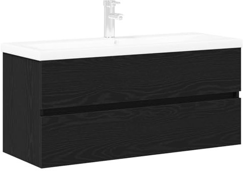 vidaXL Badrumsskåp med handfat Svart Ek 90 x 39 x 62 cm
