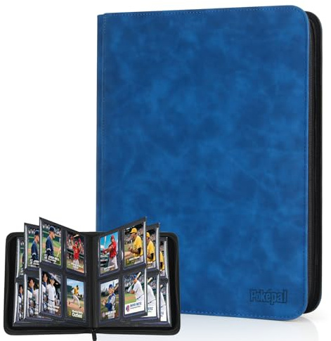 Poképal Top Loader Card Binder with Sleeves 4 Pocket Holds 112 Top Loaders Storage, Trading Cards Collector Album, Sports Cards YGO MTG TCG, Collection Folder (FOR TOP LOADERS ONLY), Sapphire Blue