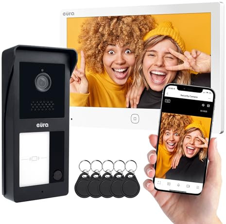Eura VDP-45A3-2TY VDP-49A3-2TY TUYA Videocitofono WiFi, AHD, RFID, monitor a colori da 7 pollici, doppio filo, bianco