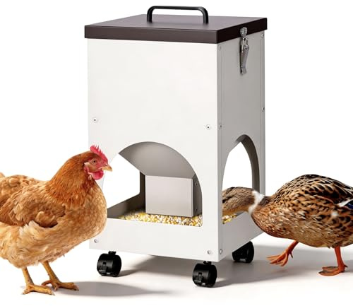 MUYIRTED Comida automática para pollos de metal, 8 kg, comedero automático para pollos, patos, pavos, almidón, fácil limpieza