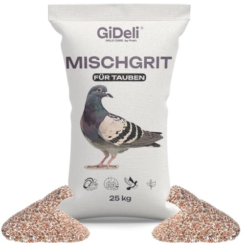 GiDeli Sabbia mista per piccioni, 25 kg, come complemento al mangime per uccelli con bucce di ostriche e minerali, ricca di calcio, favorisce la digestione e la salute intestinale, forte forza volante
