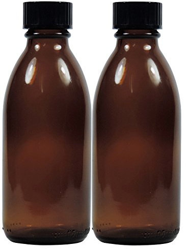 Viva Haushaltswaren apothecary bottle, brown glass medicine bottle, including a writable label, Glass, brown, 2 x 100ml