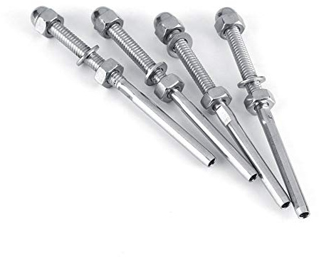 Cafopgrill Lot de 10 tendeurs de câble filetés en Acier Inoxydable Bornes à vis de câble Extrémités de Goujon de Tension Compatible avec Les systèmes de gréement de Rail de câble de 1/8 Connecteurs