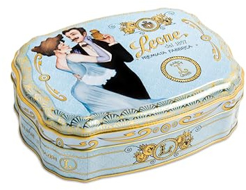 Leone depuis 1857 - Boîte en métal Pâtes de Fruits Liberty Azzurra - Pâtes de Fruits - Bonbons Leone Végans et Sans Gluten - Coffret Cadeau de 200gr