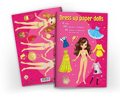 Anziehpuppen zum Ausschneiden Anziehpuppe aus Papier Papierpuppen-Spielbuch (4 Puppen) mit Kleidungsstücken zum Anziehen