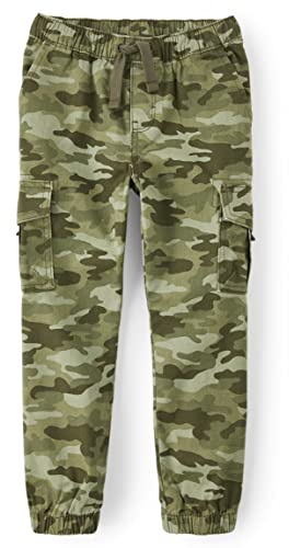 Gymboree Boys and Toddler Woven Pull On Cargo Jogger Pants, Camo Green, 10