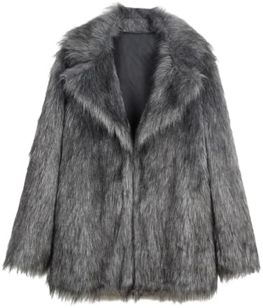 YuanDiann Manteau mi-long en fausse fourrure pour femme - Automne et hiver - Veste en fausse fourrure chaude et douce - Parka pour femme