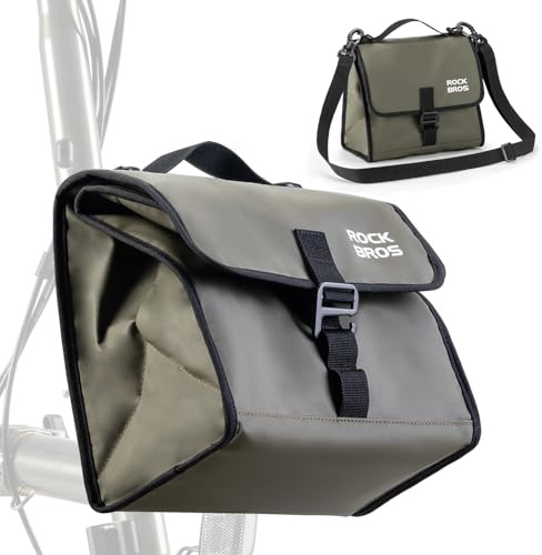 ROCKBROS Borsa Anteriore per Bici Brompton, Borsa con Fibbia Bormpton Bike, Grande Capacità 4-7L, Termica, Portatile con Tracolla