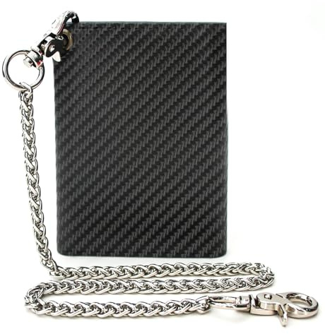 boshiho Real Leather RFID Blocking Bifold Wallets for Men Double Zipper Coin Pocket Purse with Anti-Theft Chain (#01 black)