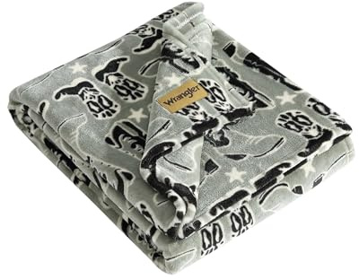 Wrangler - Blanket, Super Soft Plush Fleece Bedding, Yellowstone Inspired Throw Blanket for Couch or Bed (Knockin Boots Green, 50 x 60)