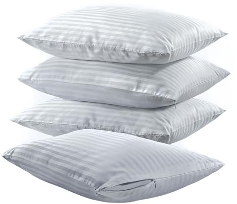 Sotto Federe Cuscino Letto Cotone Con Cerniera (Set da 2-4-6-8-10 pezzi) Bianche 50x80 (4 pezzi)