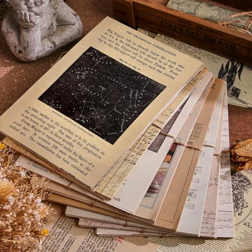 120Blätter Vintage Scrapbook Zubehör,4 Stile Scrapbooking Papier,Scrapbook Papier für Bullet Journal Zubehör,Karte machen liefert DIY Kunst/Album/Reisetagebuch/Notizbuch/Decorative Craft Paper