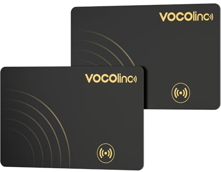 VOCOlinc Air Tag Smart Card Bluetooth, Wallet Tracker 2 Pack Thin 1.6mm Compatibile con Apple Dov’è (solo iOS, NON per Android), Localizzatore Portafogli Trova Oggetto per Bagaglio/Valigia/Passaporti