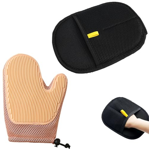 DtgEcd 2 Pcs Pet Grooming Gloves, Cat Brush Glove, Static Removal Gloves Pet Hair, for Shedding, Massage Celery Pets Double Sided Gloves