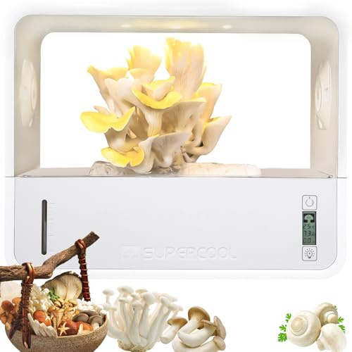 Kit de culture de champignons avec humidification automatique, surveillance de la température, filtre intégré, lumière réglable et affichage numérique