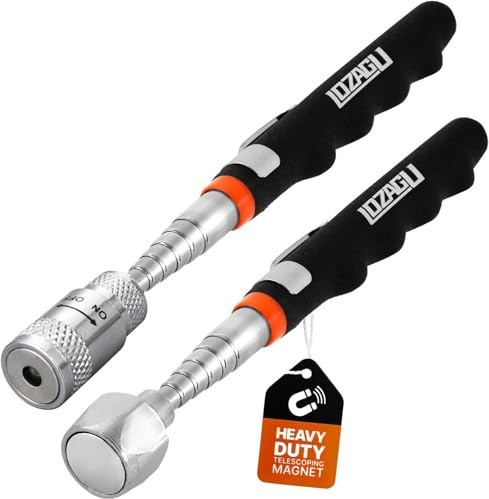 LOZAGU 2 Pack Telescoping Magnet Pick-up Tool Set (16lb Pull Force) and LED Extendable Magnetic Pick Up Tools