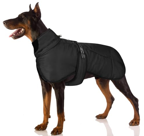 FEimaX Hundjacka Vindskyddande Varma Vinterjackor för Medelstora och Stora Hundar Justerbara Reflekterande Hundkläder Kalla Utomhus Snöväst med Metallring Hund Vindtäta Vinterrockar