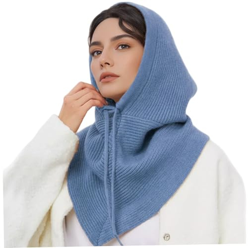 Comebachome Bufanda con Capucha para Mujer, Bufanda con Capucha 2 en 1, Gorros de Invierno, Gorros, de Punto de Ganchillo, Conjunto de Bufandas, Azul, decoración del hogar