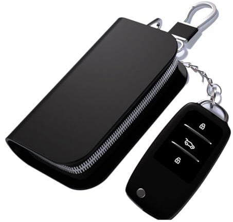 Funda para llave de coche - Funda de piel para llave de coche, llavero de lujo antirrobo, llavero con cremallera, elegante funda para llave de coche para mando a distancia, protección de seguridad