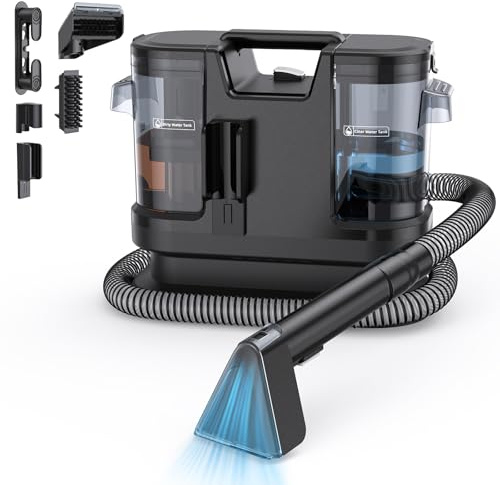 Lubluelu Upholstery Cleaner Machine 600W Motor - 20Kpa Suction, Portable Handheld Carpet Cleaner with Self-Cleaning and Long Hose for Pet Stains, Couch, Car Seats and Area Rugs