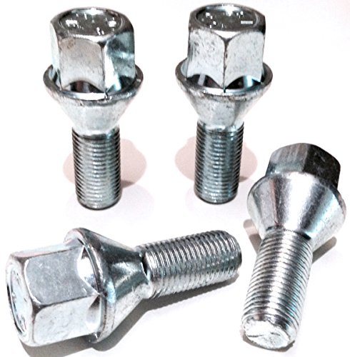 Alloy wheel bolts, Zinc plated M12x1.5 (M12 x 1.5) Taper seat, 17mm hex, 26mm thread length. Set of 4 wheel bolts (BM001)