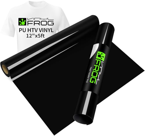 VINYL FROG Heat Transfer Vinyl Roll HTV Vinyl - 30.5x155cm Black Iron on Vinyl for T-Shirts, Heat Press Vinyl for DIY Craft Designs (Black)