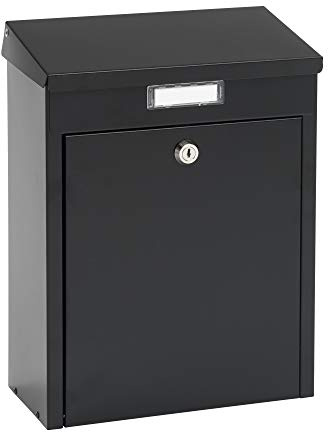 MEFA 150190DE Briefkasten Lied 150 (mit Namensschild, Postkasten mit Schloss, Größe 340x265x135 mm) schwarz